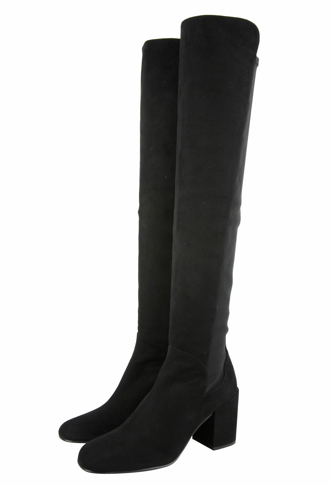 Stuart Weitzman Women's Halftime Stretch-Crepe  Suede Over-The-Knee Boot Buckled Boots