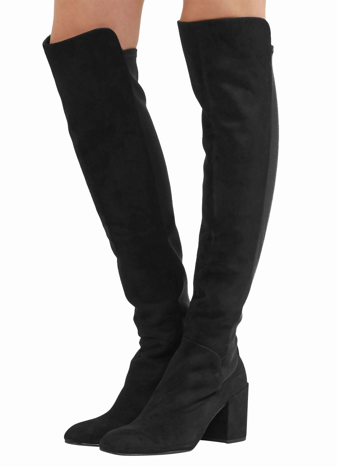 Stuart Weitzman Women's Halftime Stretch-Crepe  Suede Over-The-Knee Boot Motorcycle Boots