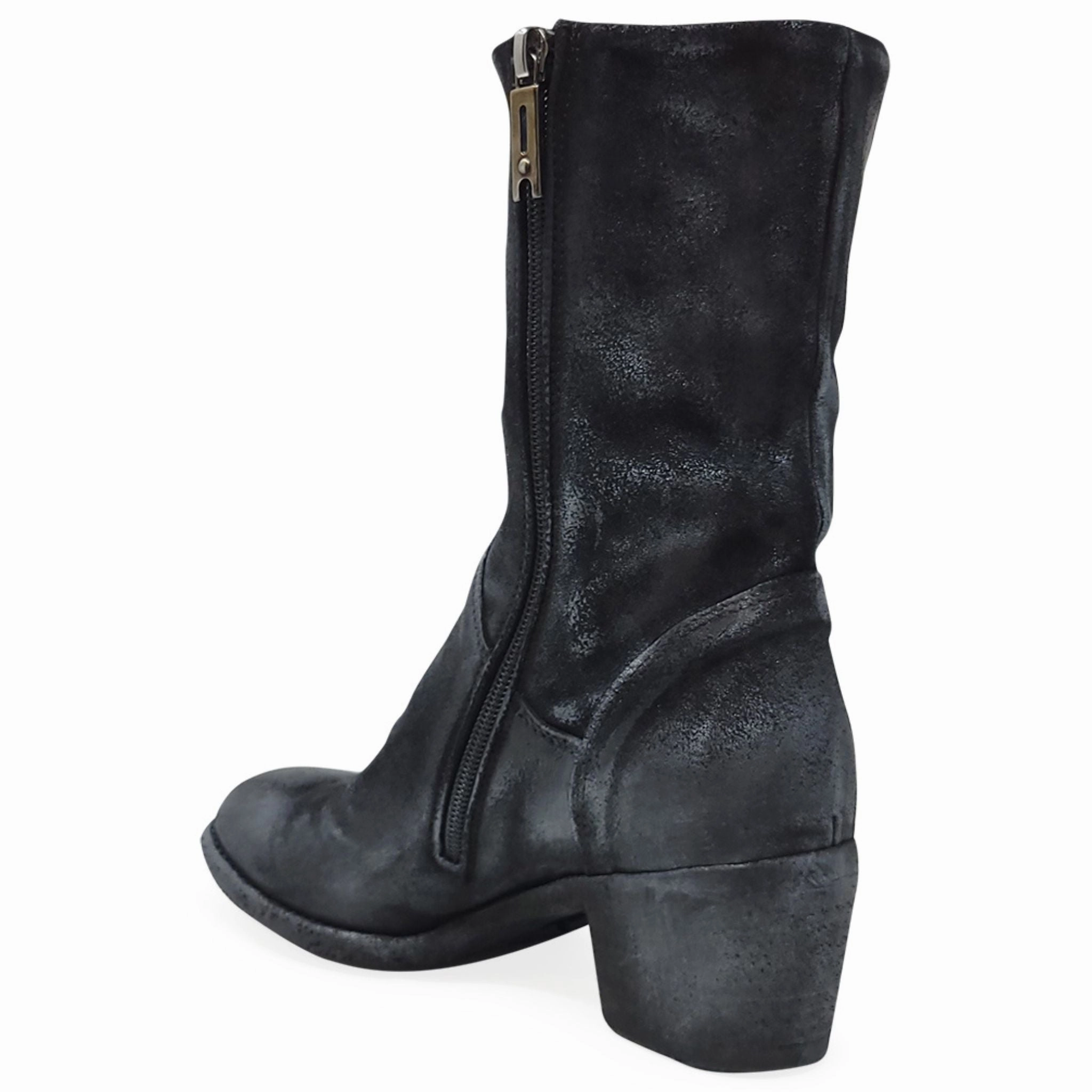 Platform Cowboy Boots Silver Suede Metallic Mid Calf Boot