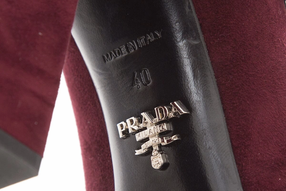 Prada Burgundy Suede Strap Heels SZ 40 High Heels Invented Men