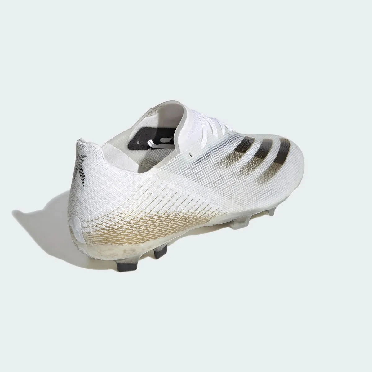 Adidas JR X Ghosted.1 FG - White-Black-Gold Soccer Cleats For Indoor Turf