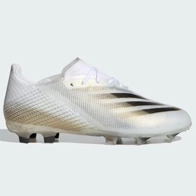 Adidas JR X Ghosted.1 FG - White-Black-Gold Lime Green Soccer Cleats