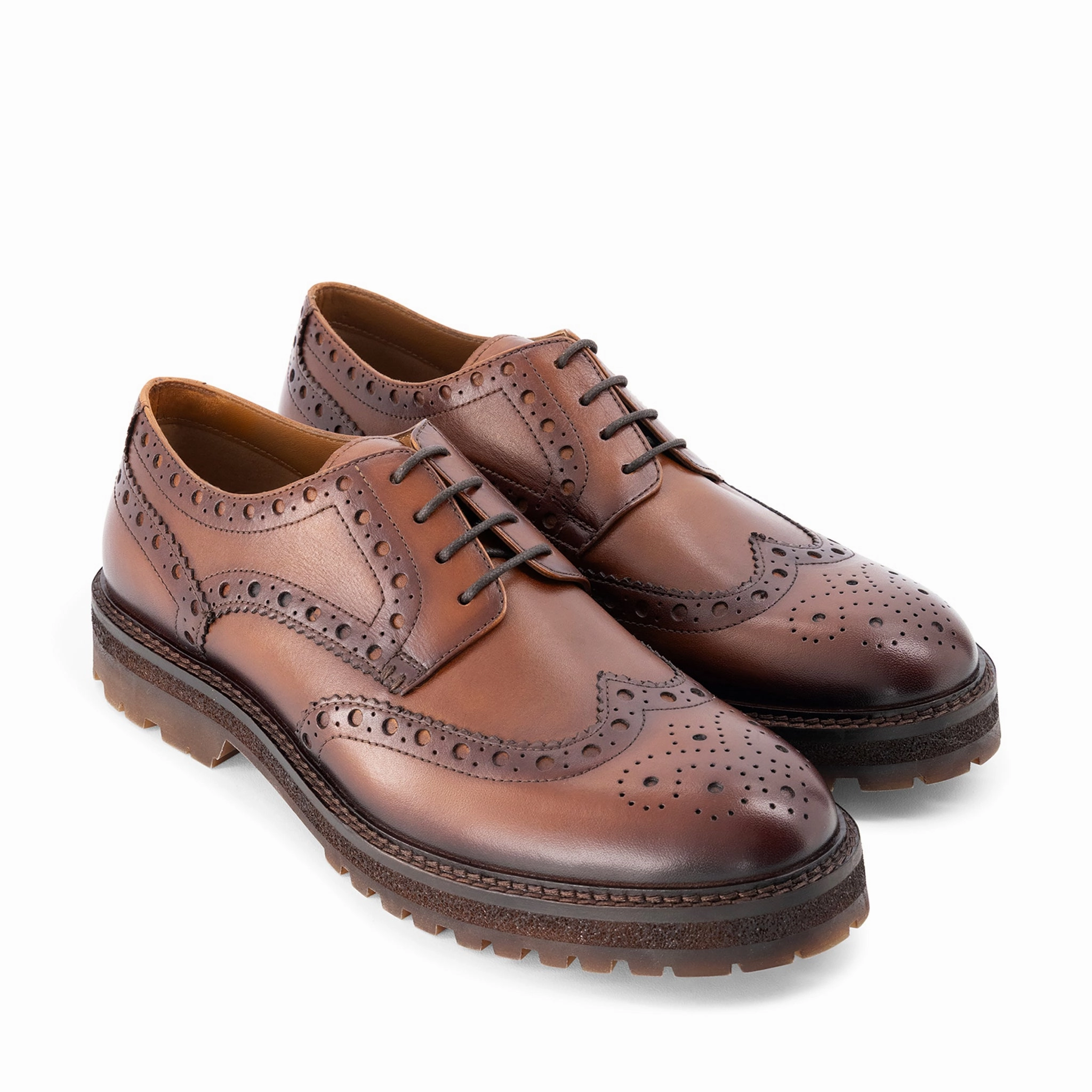 Lace Up Ballet Flat Shoes Prescott Wingtip Derby // Tan