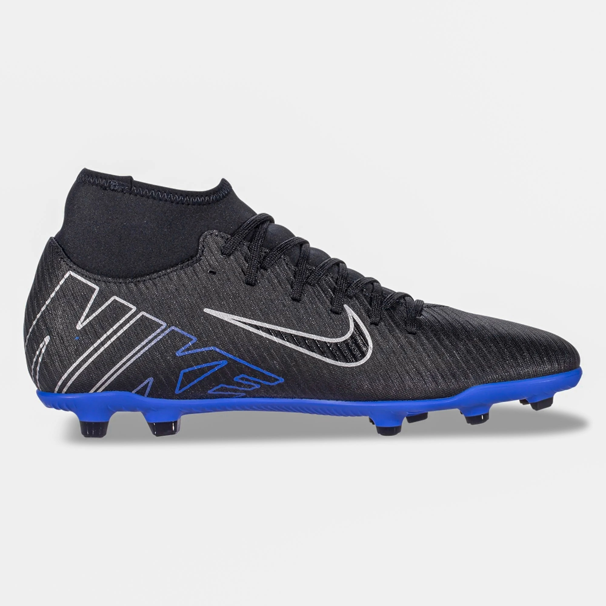 Nike Superfly 9 Club FG/MG Soccer Cleats (Black/Chrome-Hyper Royal) Soccer Cleat Bag
