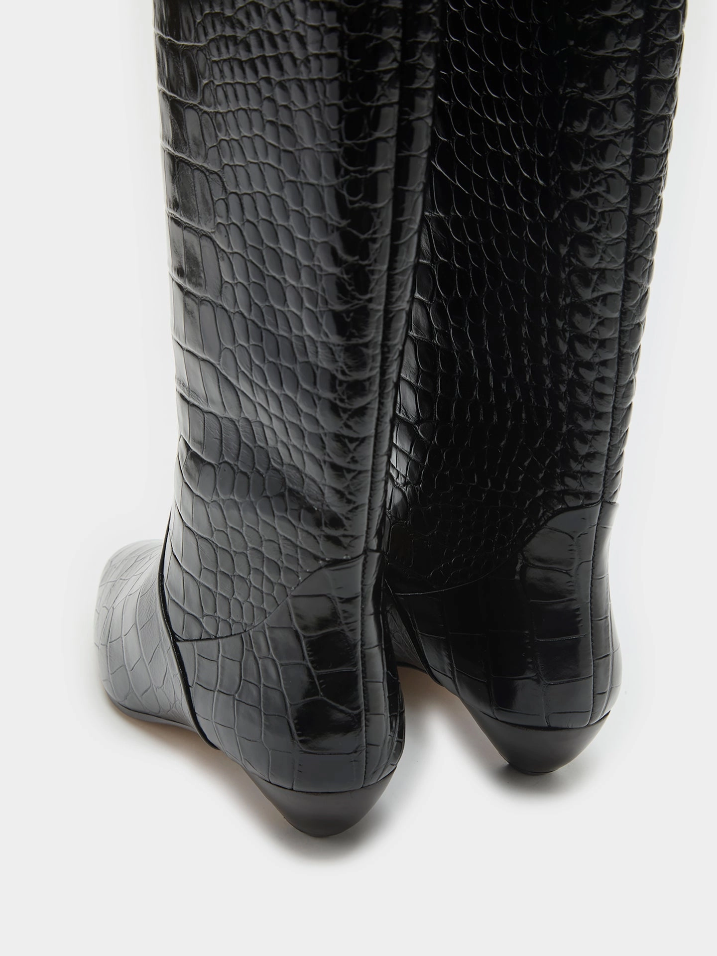 Work Boots Amazon Allegra Riding Boot / Coco Black Leather Croc Effect