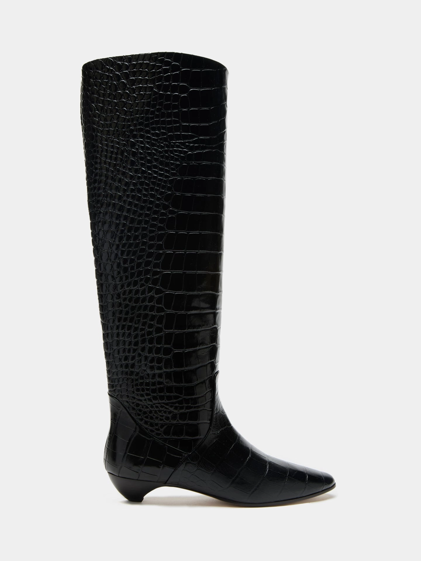Big Fuzzy Boots Allegra Riding Boot / Coco Black Leather Croc Effect