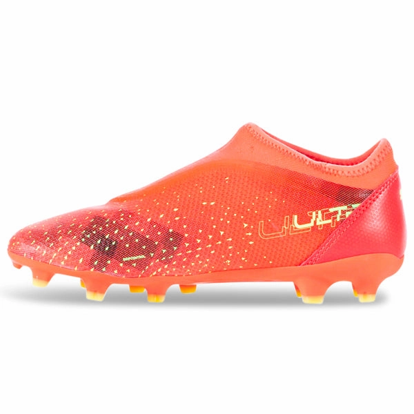 Puma Jr. Ultra Match Laceless FG/AG (Coral/Fizzy Light/Black) Soccer Cleats Metal