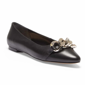 Lacey Flat in Black Leather Flat