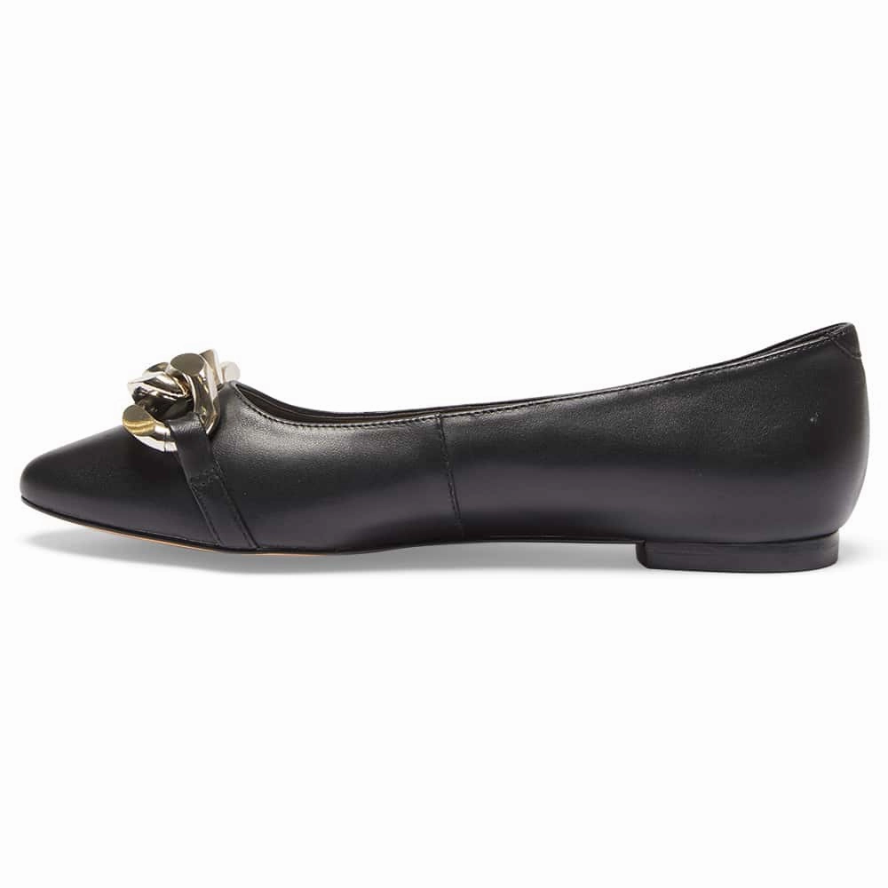 Lacey Flat in Black Leather Weightlifting Flat Shoes
