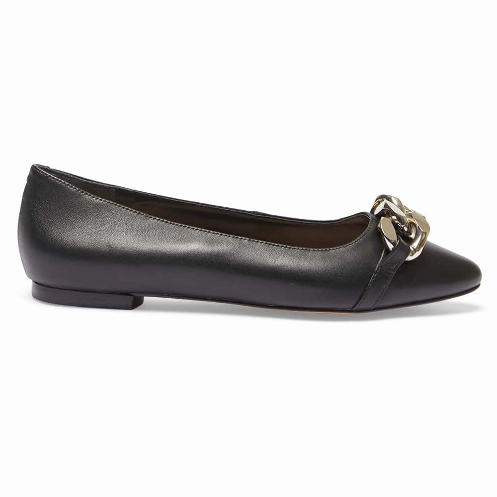Lacey Flat in Black Leather Flat Pedal Road Shoes