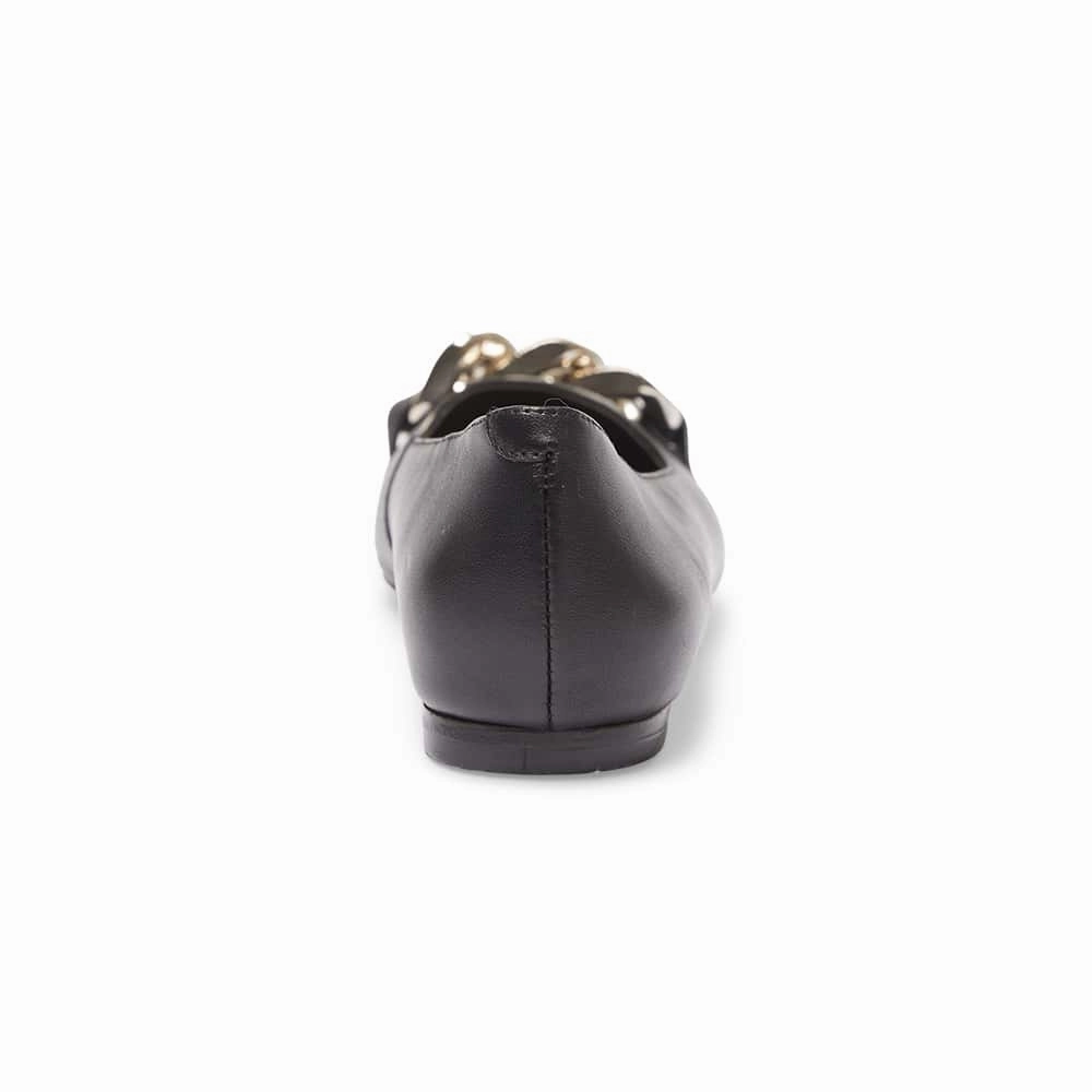 Lacey Flat in Black Leather Printed Flat Shoes