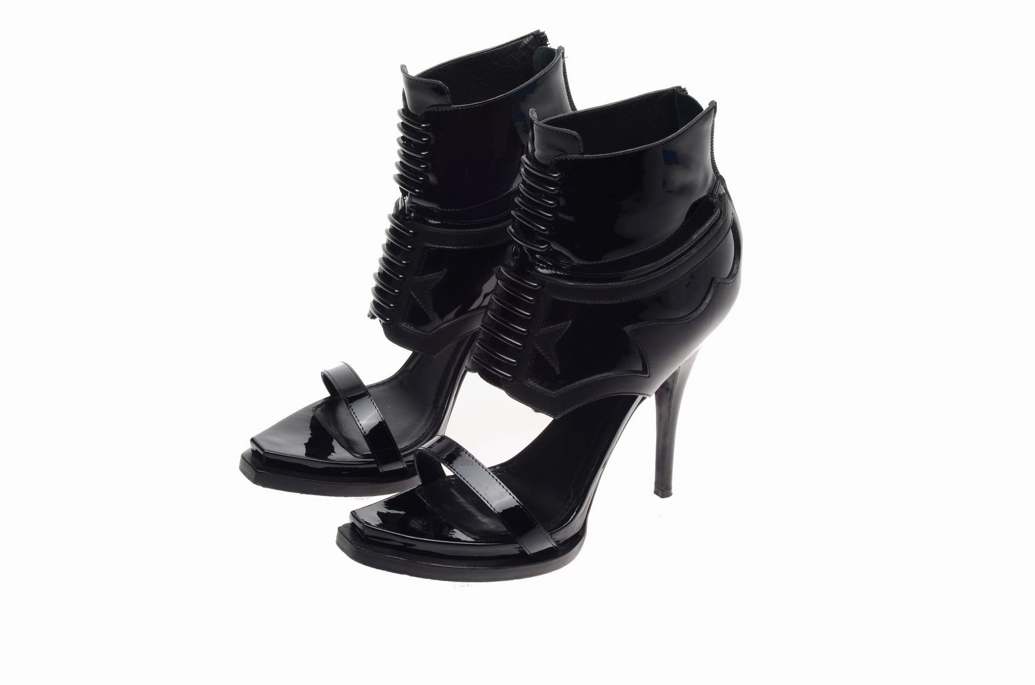 High Boots Flat Heel Givenchy - Black Heels with Patent Trim - IT 38 1/2