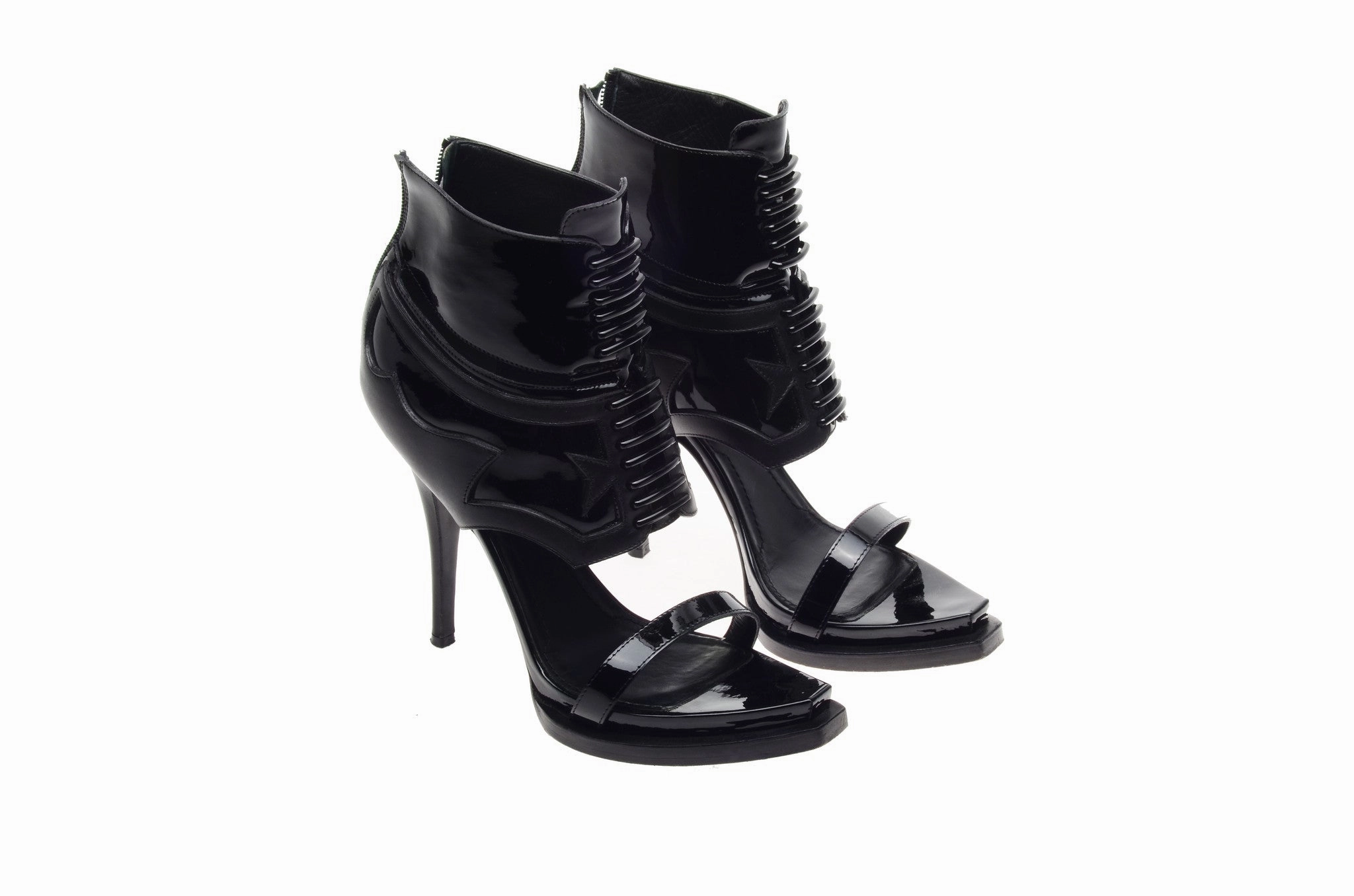 Givenchy - Black Heels with Patent Trim - IT 38 1/2 High Heel Wooden Clogs