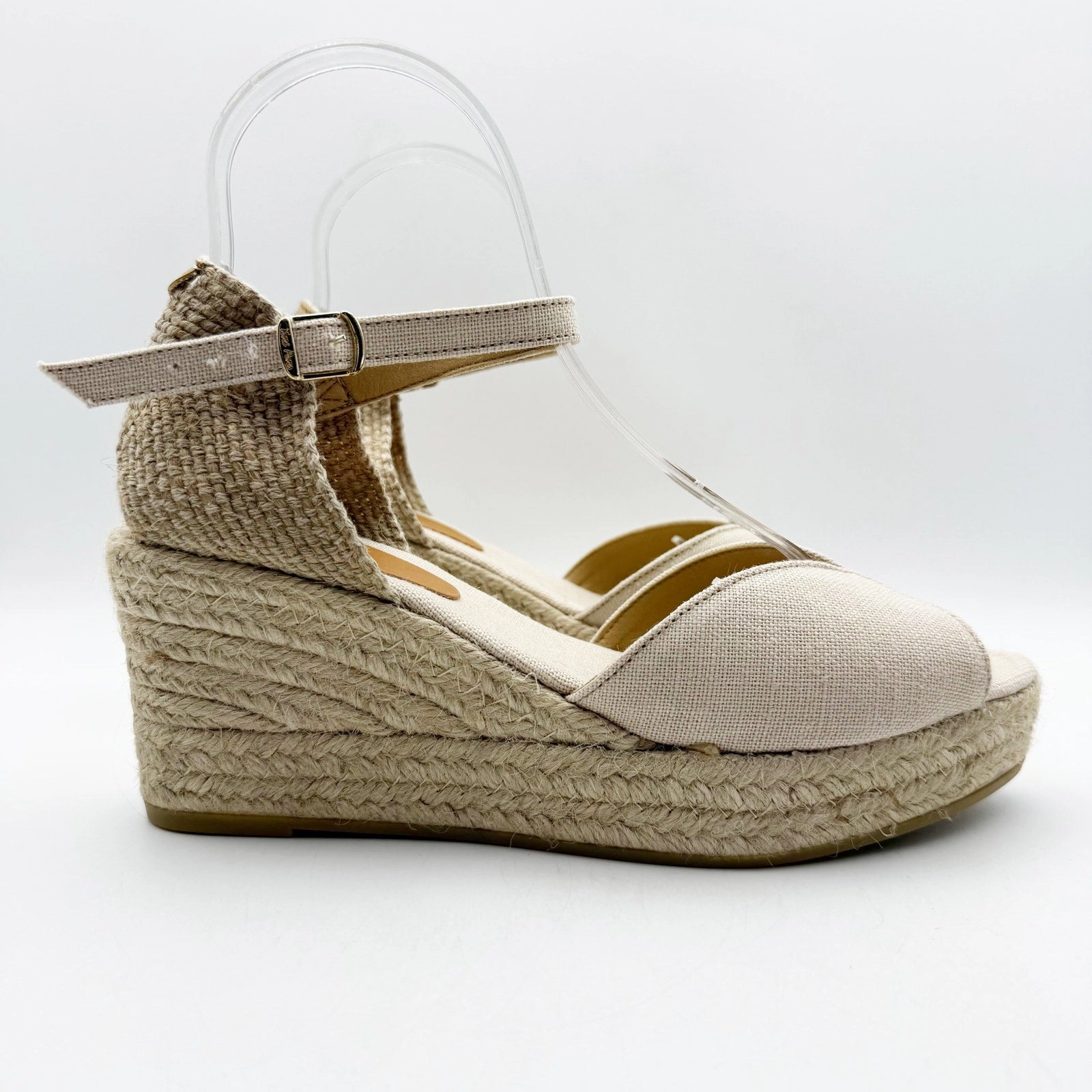 Toni Pons Womens Lua-NT Wedge Heels EU 41 US 10.5 Cream Espadrille Sandals Adjustable High Heels