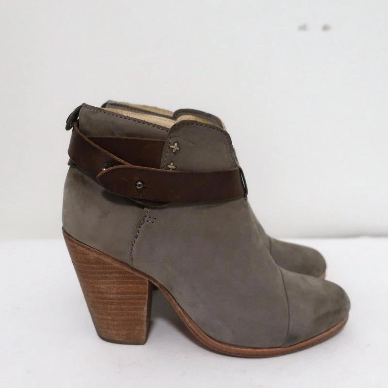 Sneakers High Heel Rag & Bone Harrow Ankle Boots Gray Suede & Brown Leather Size 35