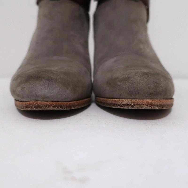Rag & Bone Harrow Ankle Boots Gray Suede & Brown Leather Size 35 Comfort Insoles For High Heels