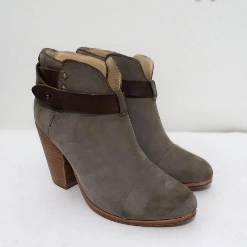 Rag & Bone Harrow Ankle Boots Gray Suede & Brown Leather Size 35 High Heels And Stockings Porn