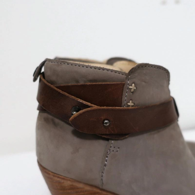 Thigh Highs With Heels Rag & Bone Harrow Ankle Boots Gray Suede & Brown Leather Size 35