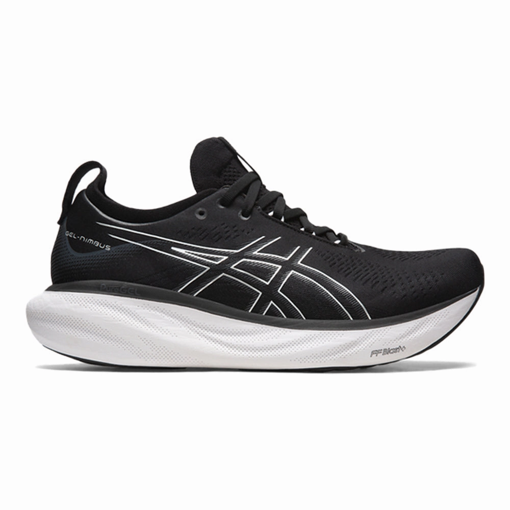 Men's Asics Gel-Nimbus 25, Black/Pure Silver, 8.5 2E Wide Asics Tennis Shoes All Court