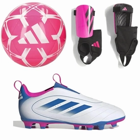 adidas Kid's Goletto IX Laceless FG/Shin Guards/Ball Bundle Soccer Cleats For Turf And Grass