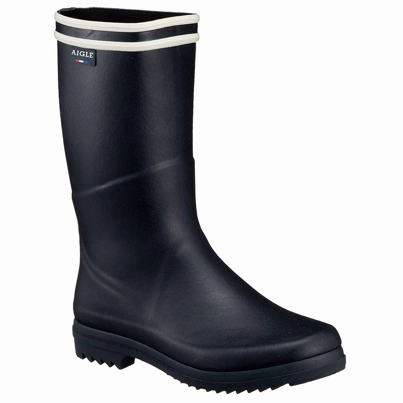 Aigle Chanteboot Stripes Rubber Women's Mid-High Wellington Boots Faux Croc Ankle Boots