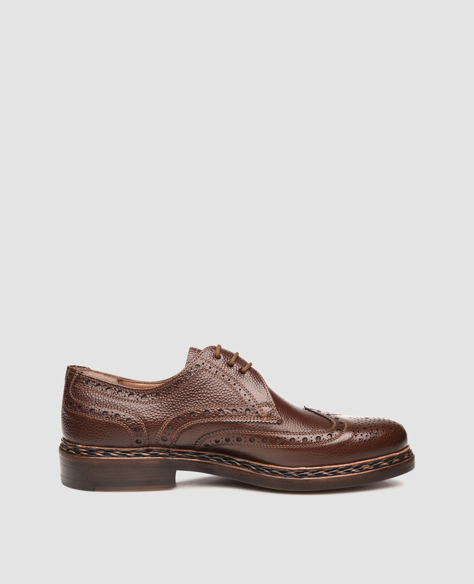 Square Toe Derby Shoes Buda Full-Brogue AG - Cognac