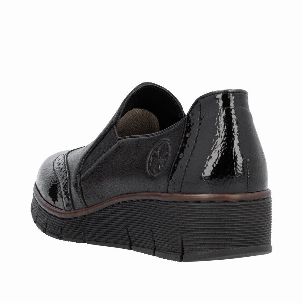 Rieker 53776-00 Ladies Black Leather Elasticated Slip Ons Tenaya Climbing Shoes