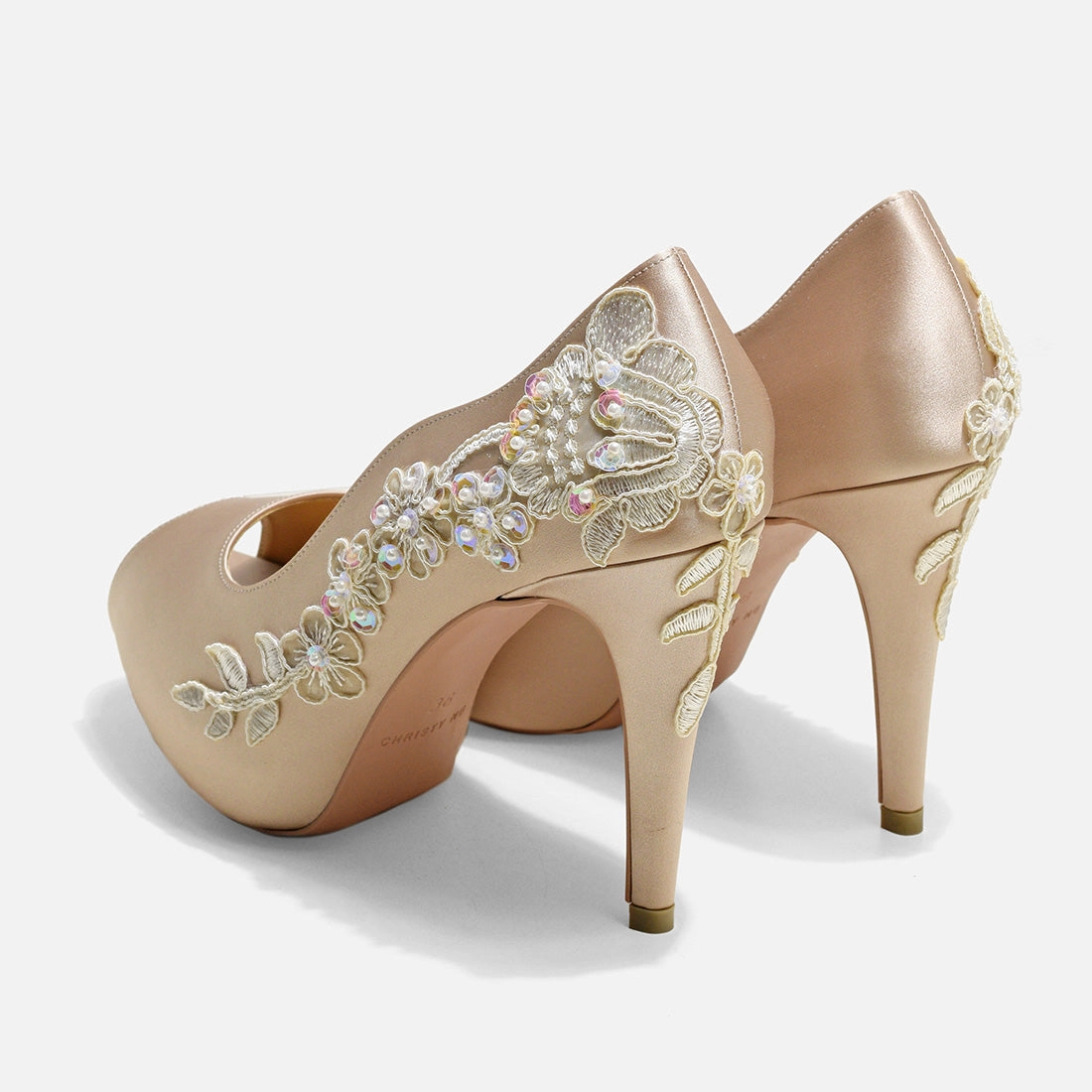 Star Wars Heels Rose Champagne Romance and More V3 Beige Lace Wedding Pumps