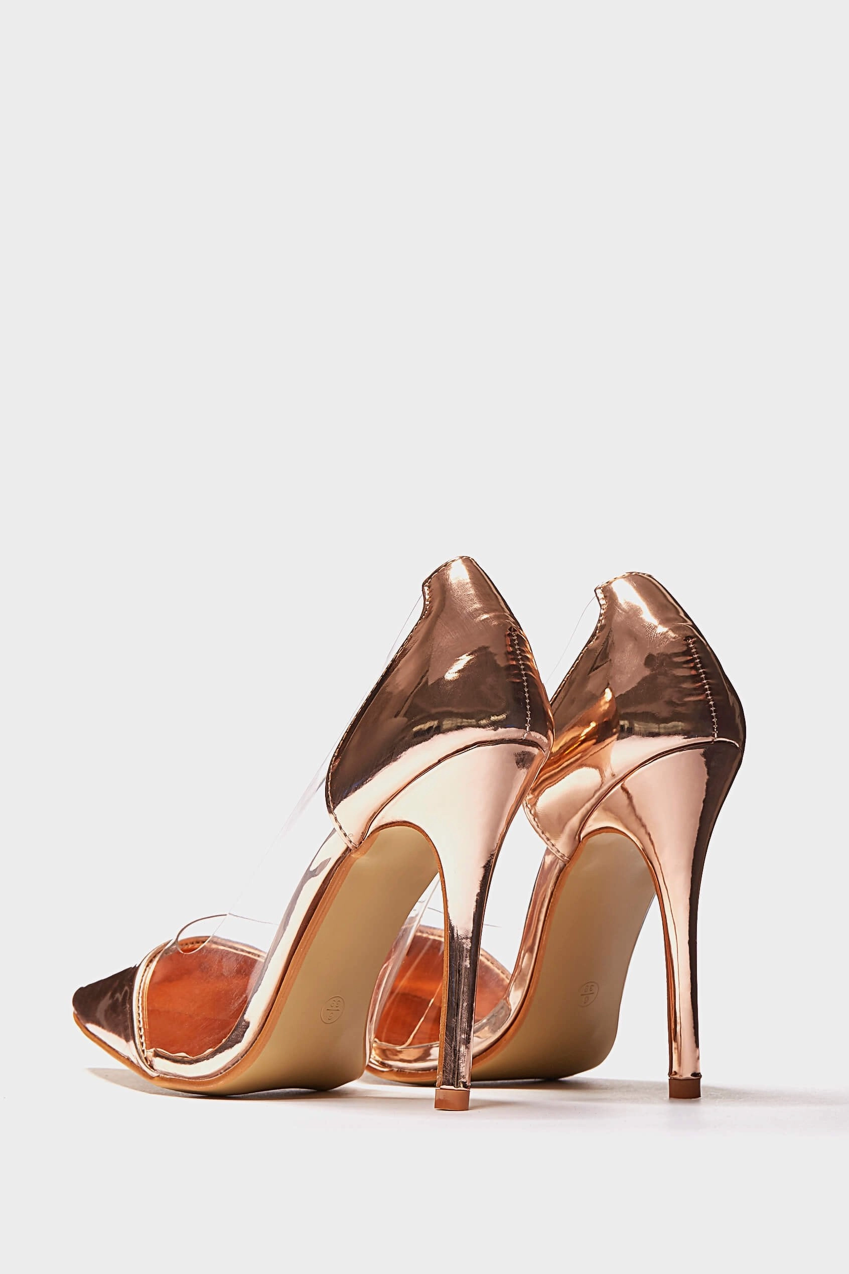 High Heels High Heels Rose Gold See Through Pvc Court Heels