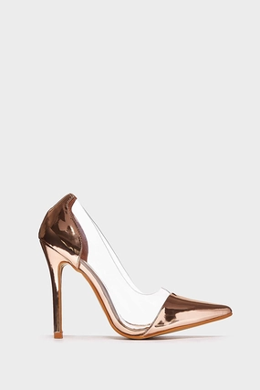 Rose Gold See Through Pvc Court Heels High Heel Training