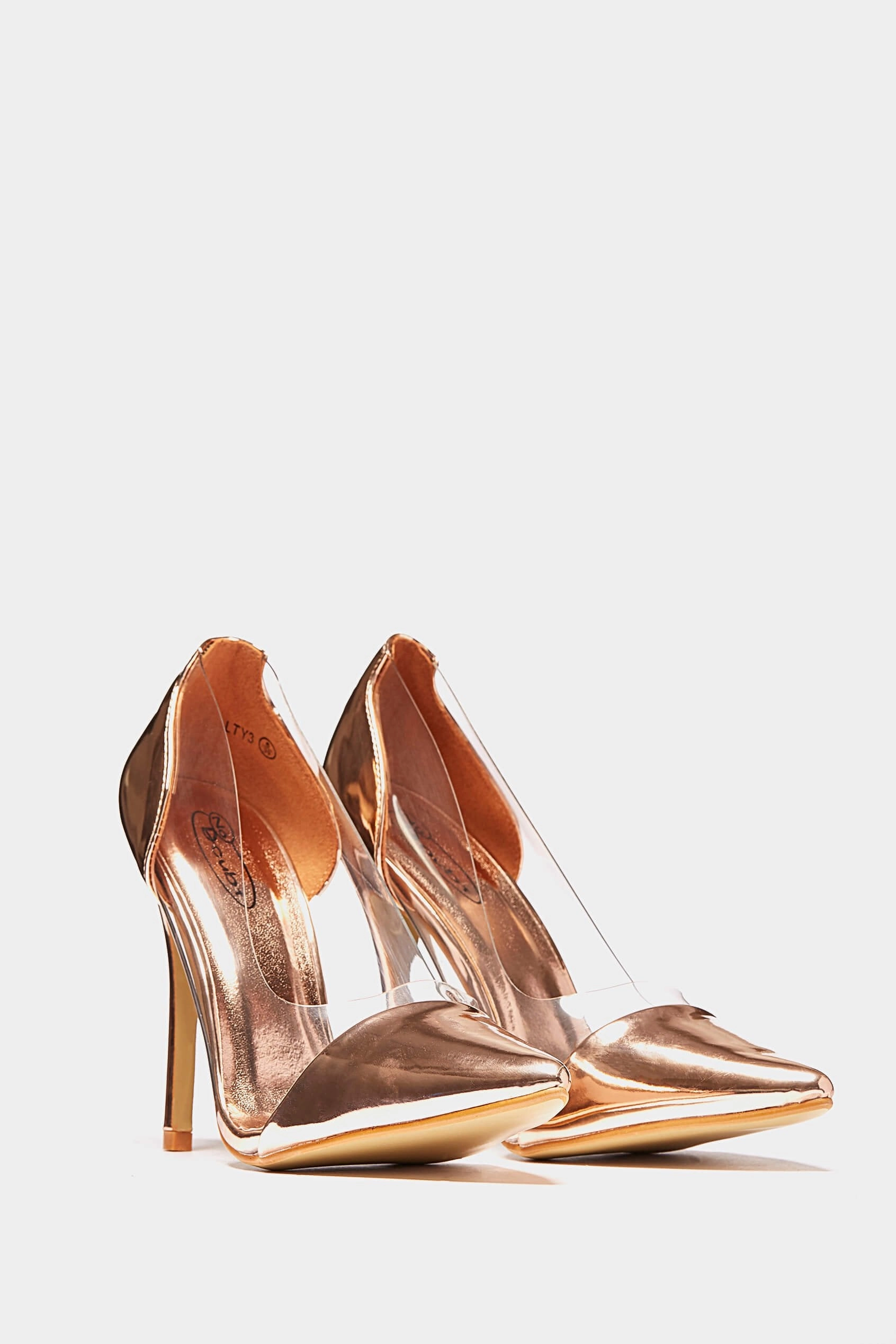 High Heel Foot Worship Rose Gold See Through Pvc Court Heels