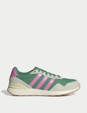 Youth Basketball Shoes Adidas Run 60S 4.0 Shoes - Semi Court Green/Bliss Pink/Warm Vanilla