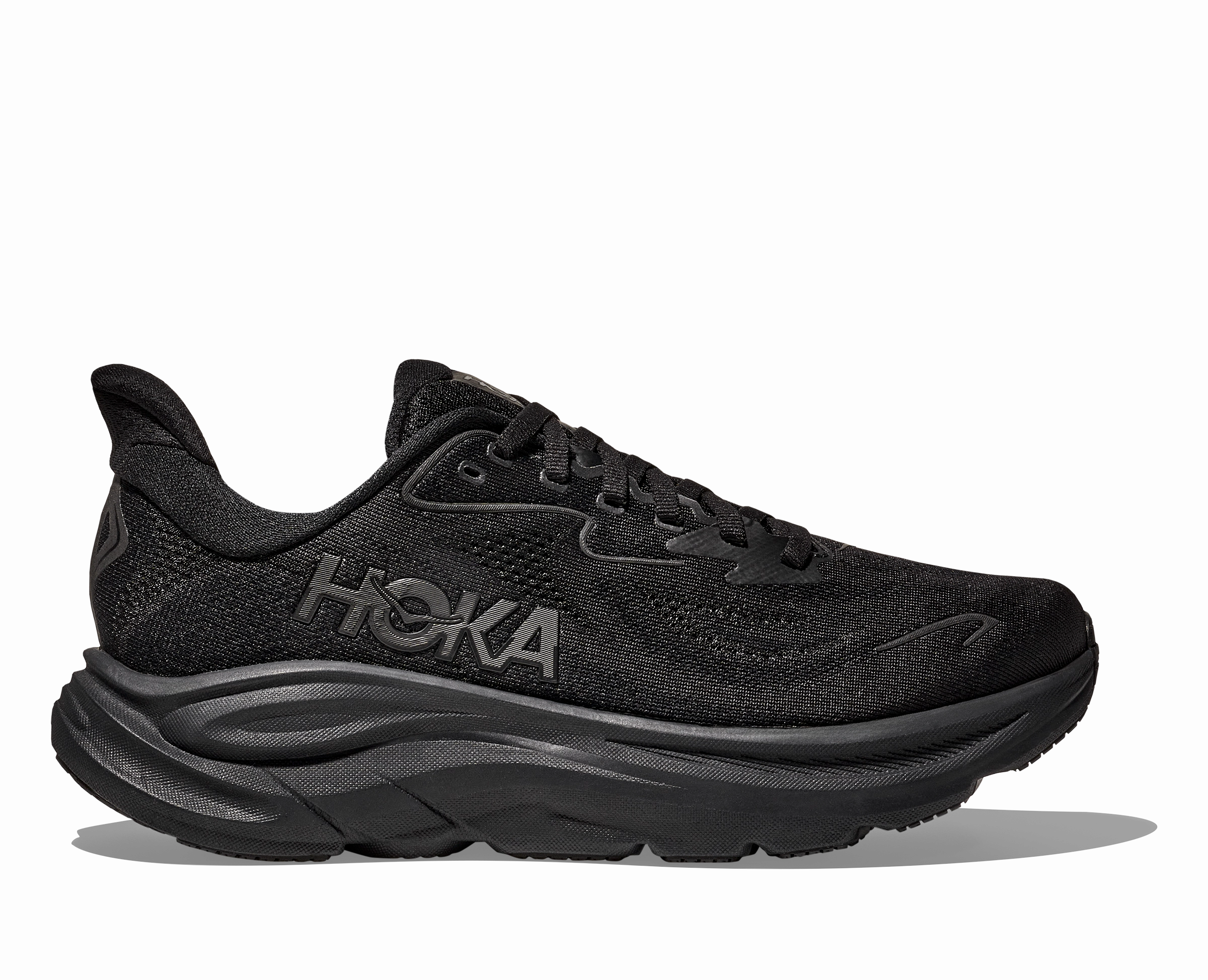 HOKA Men's Clifton 10 - BLACK / BLACK (Wide) Street Running Shoes
