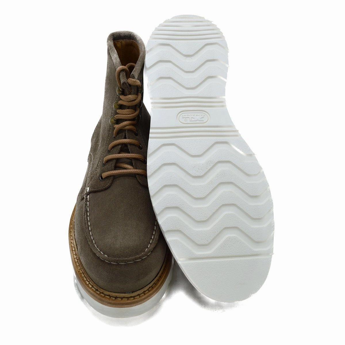 Berwick 1707 Apron Boot(538) - Grey / Tan Repello Suede Soft Leather Lace Up Shoes