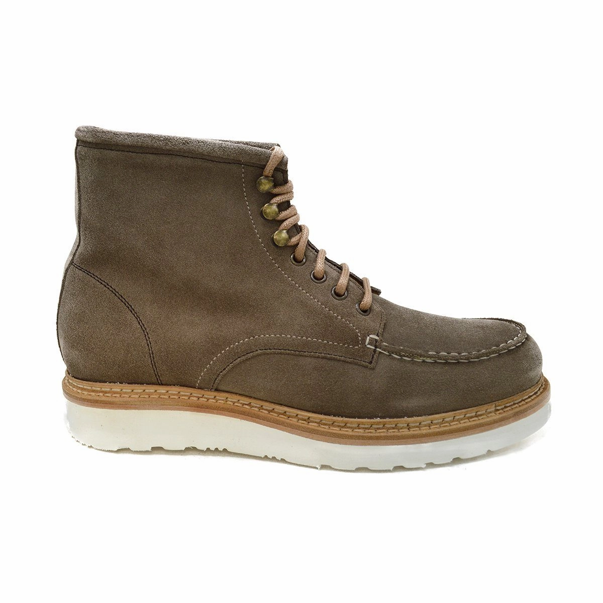 Moc Toe Derby Shoe Berwick 1707 Apron Boot(538) - Grey / Tan Repello Suede