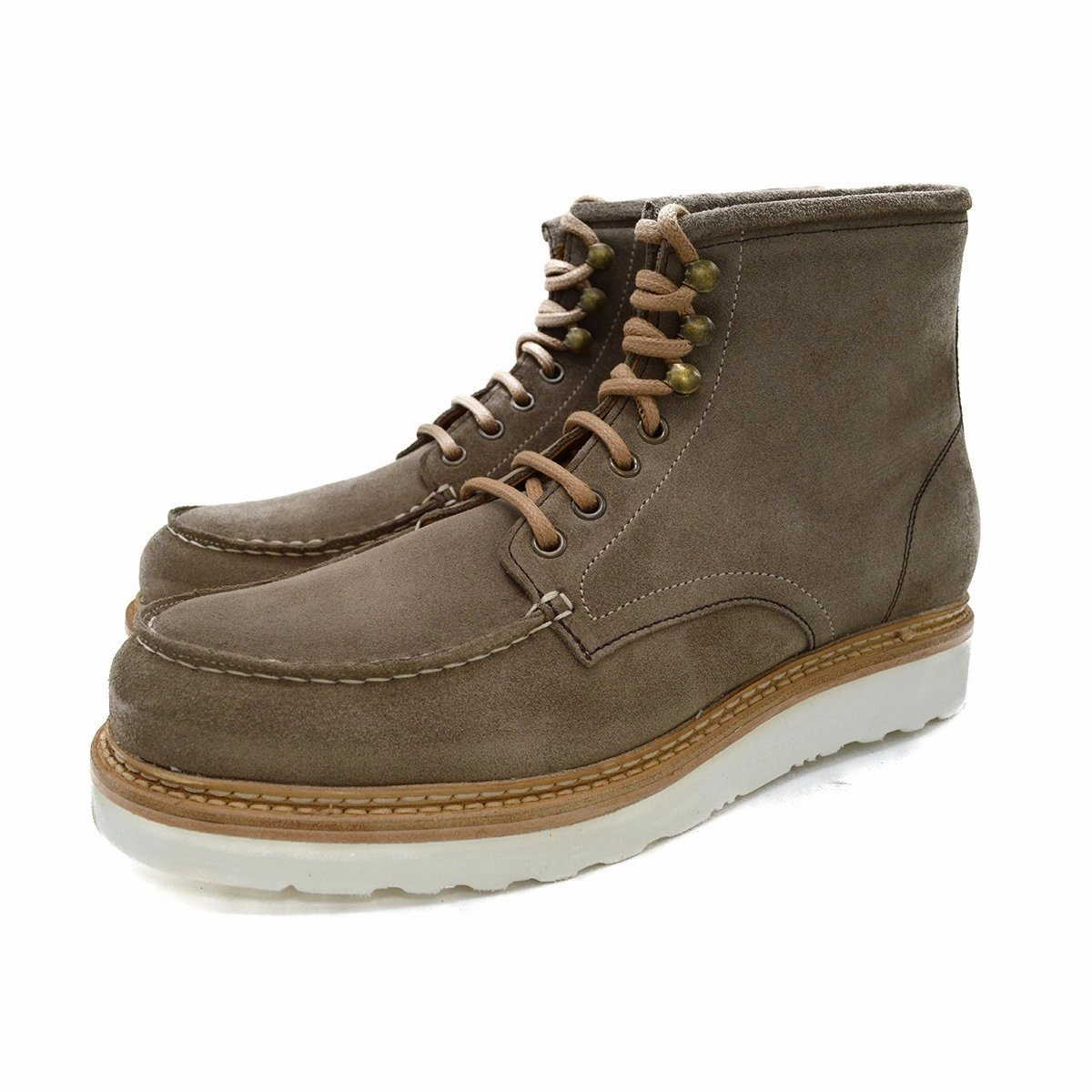 Byway Nubuck Lace-up Shoe Berwick 1707 Apron Boot(538) - Grey / Tan Repello Suede
