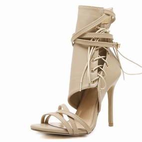 Strappy Closed Toe High Heels Savannah Lace-Up Heels