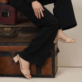 MW1846-SAND High Heels With A Thick Heel