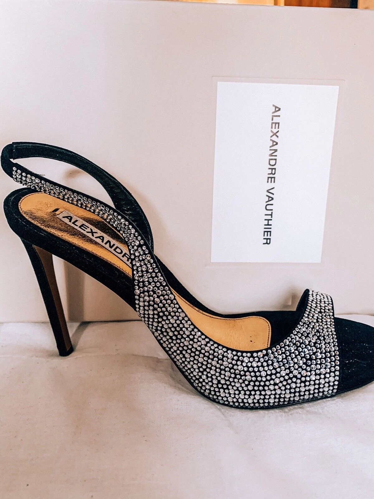 Alexandre Vauthier Black Crystal Studded Amber Sandal Slingback Open Toe High Heels Missoni High Heels