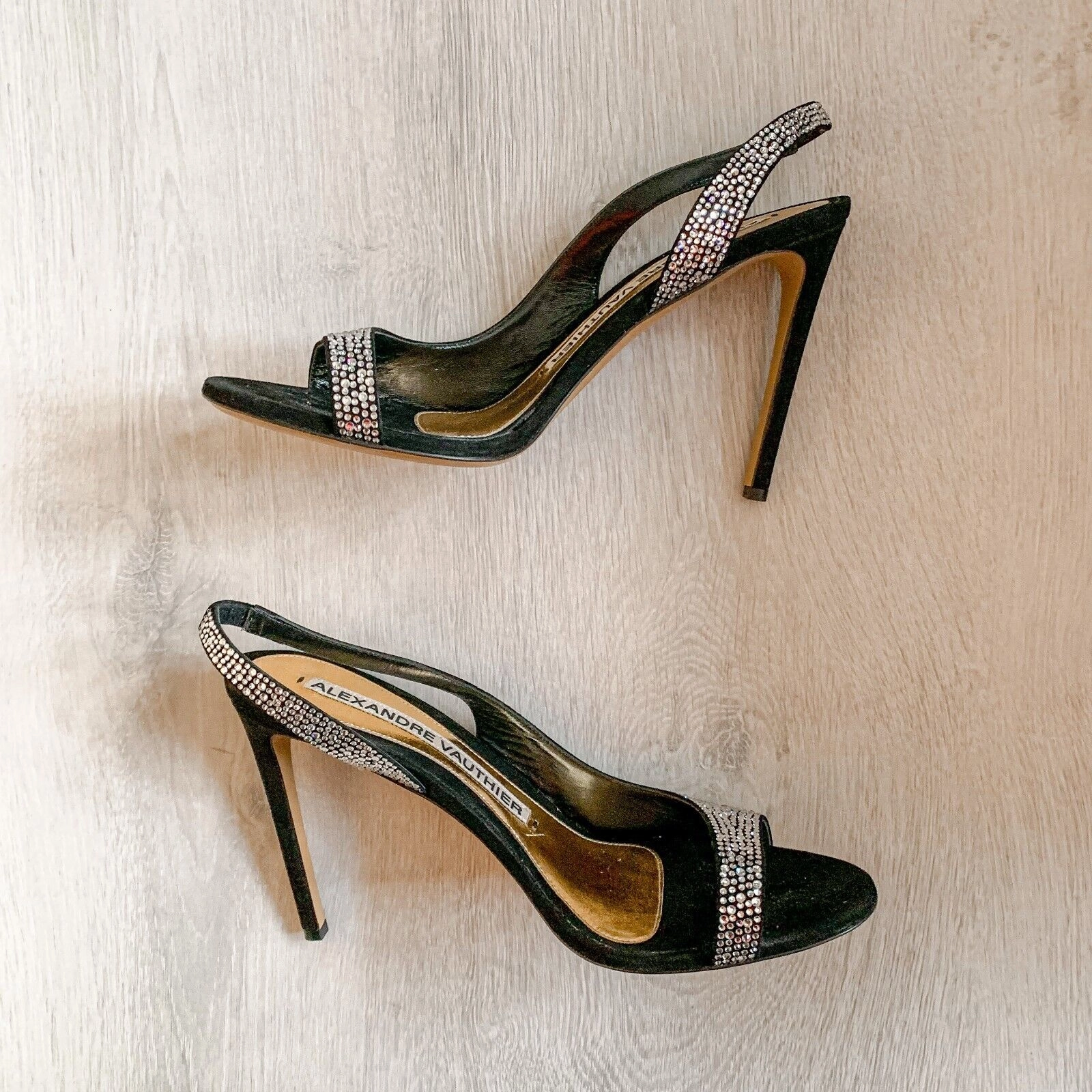 Closed Toe Heels Alexandre Vauthier Black Crystal Studded Amber Sandal Slingback Open Toe High Heels