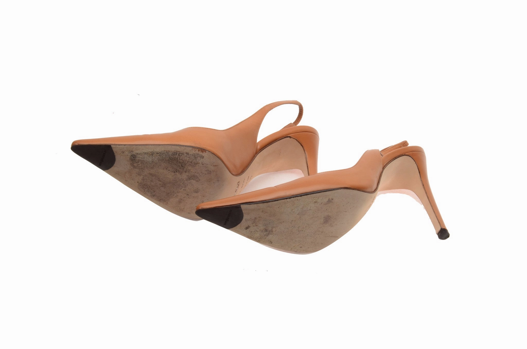 Sergio Rossi - Camel Point Toe Sling Back Heels - IT 39 High Heels And Short Shorts