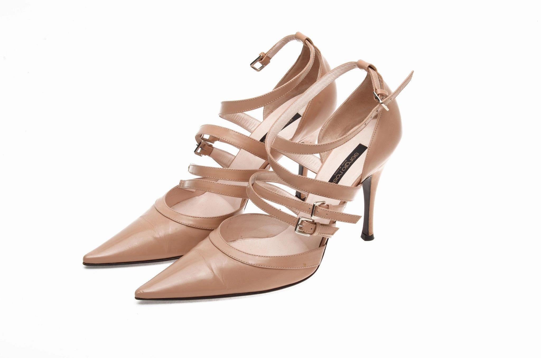 Avoid High Heels Sergio Rossi - Nude Strap Pointed Toe Heels - IT 38 1/2