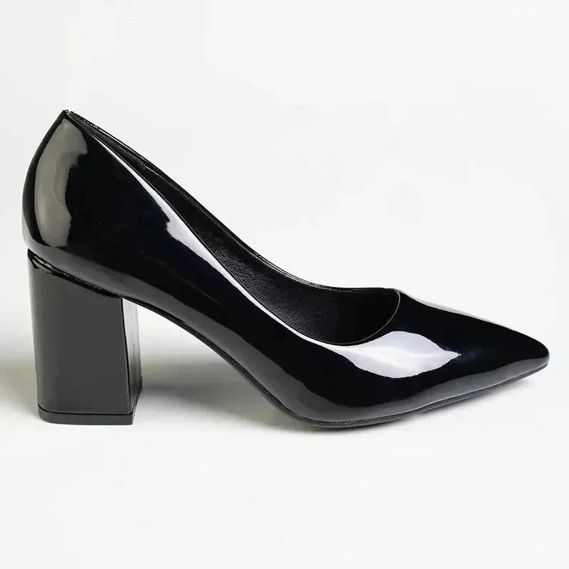 Madison Patricia Block Heel Court - Black Patent