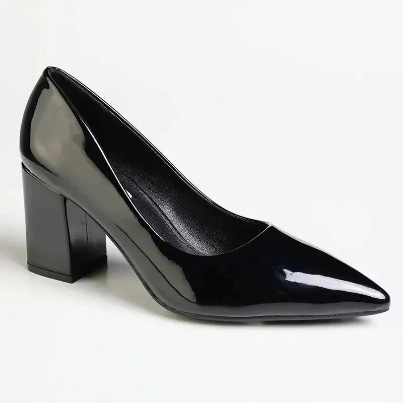 Madison Patricia Block Heel Court - Black Patent