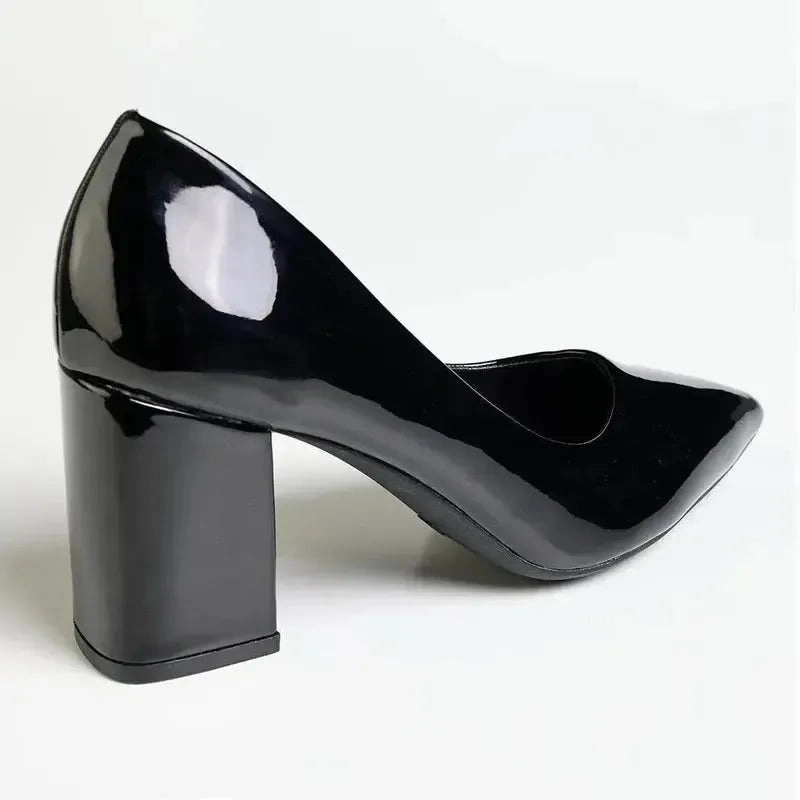 Madison Patricia Block Heel Court - Black Patent