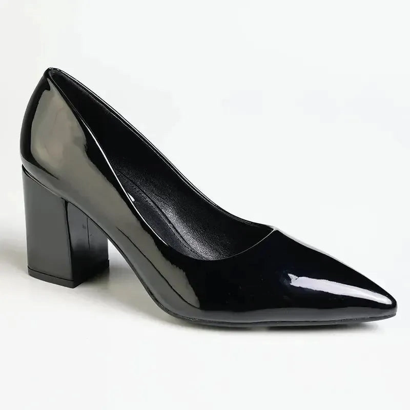 Madison Patricia Block Heel Court - Black Patent