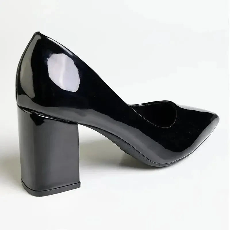 Madison Patricia Block Heel Court - Black Patent