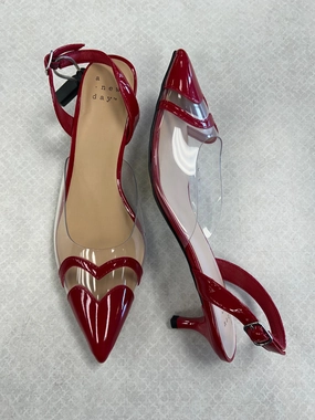 Fur Lined High Heel Boots Shoes Heels Kitten By A New Day In Red, Size:9.5