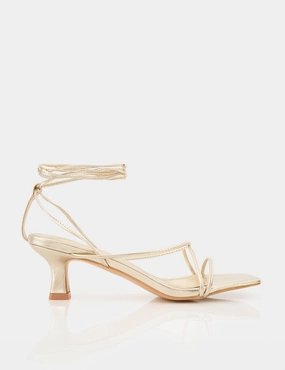 Shibuya Gold Snake Pu Square Toe Lace Up Low Heels Plaid High Heels