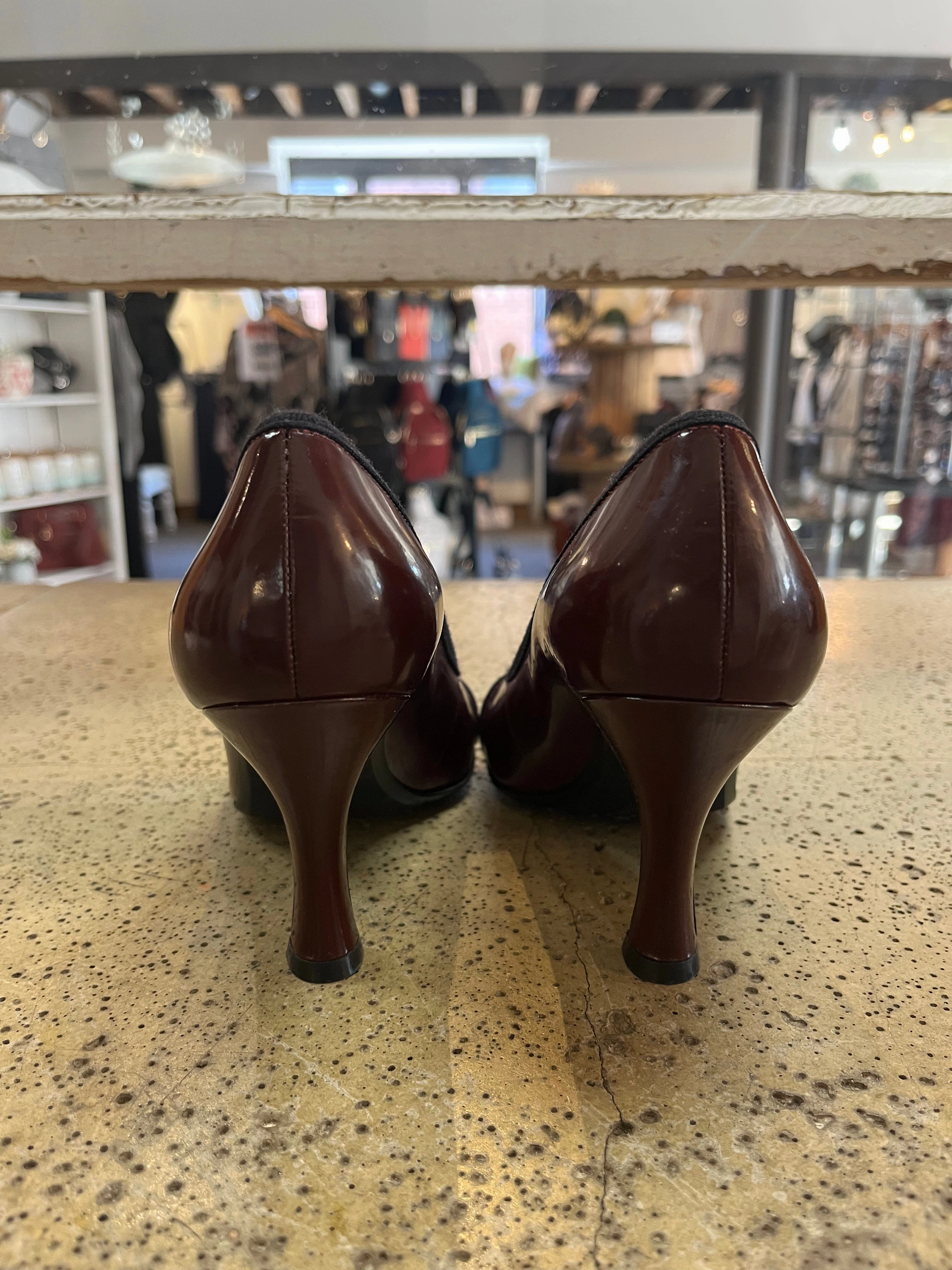 Franco Sarto Leather Red Heels (Size 6.5) Chunky High Heel